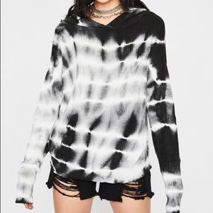 dolls kill tie dye knit hoodie